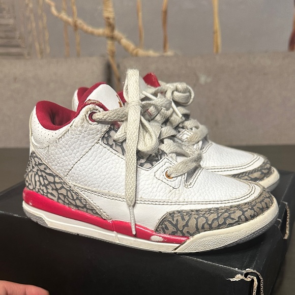Other - Kids White and Red Jordan 3 Sneakers